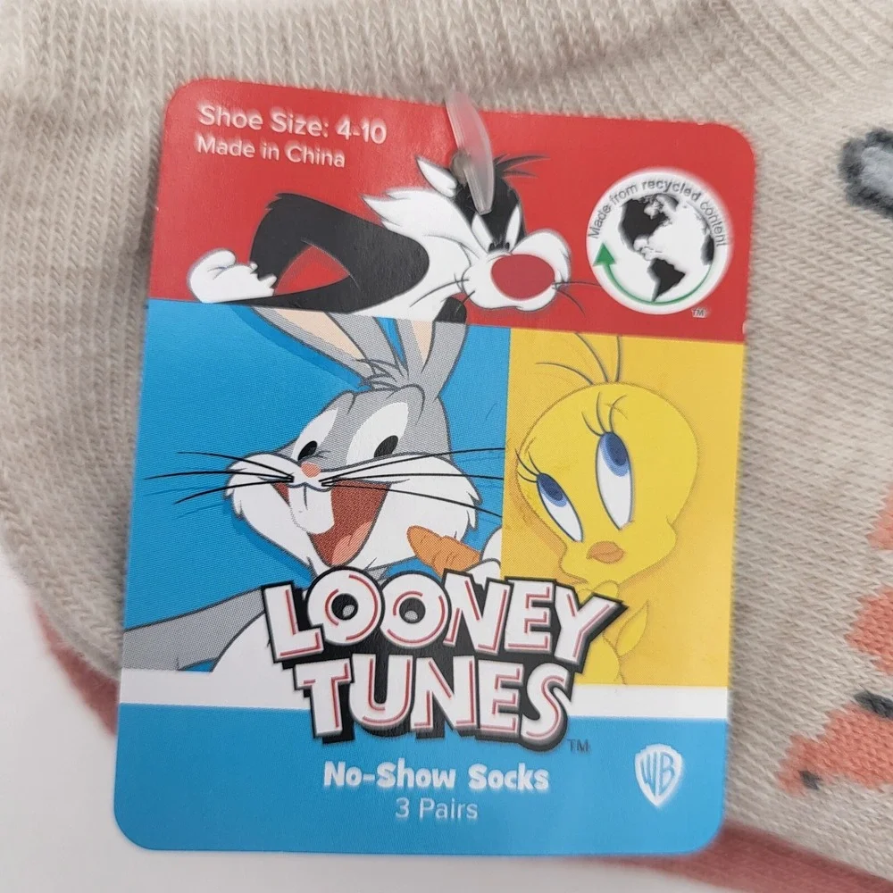Peanuts Snoopy & Looney‎ Tunes 3 Pair Women's Shoe Size 4-10 No-Show Socks